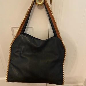 Black/tan trim shoulder bag